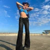 Tongqiu women's clothing ins fashion retro aged trend Hot girl low-waisted pocket jeans for women Specification image
